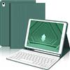 JADEMALL Custodia con Tastiera per iPad 9 Generazione, Tastiera per iPad 9 /8 /7 Generazione 2021/2020/2019/ iPad Air 3 2019, Italiano QWERTY Tastiera Staccabile per iPad 10.2/iPad Pro 10.5, Verde Scuro