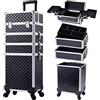 Tayqwiheva Trolley Make Up 4 in 1 Estetista Valigia Porta Trucchi Valigetta Uhgie, Nero