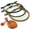 LUCKY BUDDHIST 3 Bracciali Tibetani Buddisti Regolabili - Bracciali in Corda Intrecciata per Uomo e Donna - Include Portachiavi Buddha in Legno
