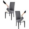 t m c s Tommychairs - Set 2 sedie imbottite con cuffia sfoderabile modello Jazz per cucina, struttura in faggio anilina nera, seduta e schienale imbottiti e rivestiti con cuffia in tessuto grigio scuro