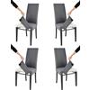 t m c s Tommychairs - Set 4 sedie imbottite con cuffia sfoderabile modello Jazz per cucina, struttura in faggio anilina nera, seduta e schienale imbottiti e rivestiti con cuffia in tessuto grigio scuro