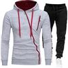 EDSNHG Primavera Uomo Sportswear 2 Pezzi Felpa con cappuccio + Pantaloni Tuta Sportiva Uomo Maglione Cerniera Tuta Sportiva, grigio, L