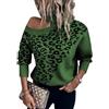 Ejoyous Maglione con Stampa Leopardata con Collo Alto, Maniche Lunghe con Spalle Scoperte per Donna, Top in Maglia Pullover Ritagliato a Righe a Maniche Lunghe (S)