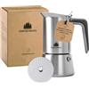 Groenenberg Moka induzione 4 Tazze (200 ml) + filtro riduttore | Caffettiera induzione (Acciaio Inox) | Moka con Guarnizione di ricambio & istruzioni