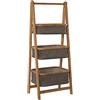 DRW Mobile organizzatore in Legno di bambù con 3 cestini in Tessuto Lino Grigio 44 x 33 x 109 cm
