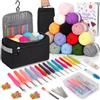 Coopay Set di 73 pezzi per principianti di uncinetto, set di uncinetti portatile con 15 lana, borsa, accessori per uncinetto, uncinetti ergonomici da 2,0-10 mm con manico lungo e morbido, pratico set