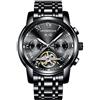 RORIOS Moda Automatico Meccanico Tourbillon Orologi da Polso Uomo Acciaio INOX Cinturino Calendario Luminoso Pointer Multifunzione