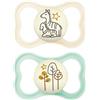 MAM Air Succhietto 16+ Mesi (Set da 2), Ciuccio MAM 16-36 mesi che si illumina al buio, Kit da 2 accessori neonato con tettarella in silicone e porta ciuccio sterilizzatore, Neutro/Verde