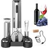 CIRCLE JOY Set di Apribottiglie Elettrici 7 in 1 con base di ricarica, Tagliacapsule, Versatore, tappo a vuoto e 2 tappo per vino, regalo per gli amanti del vino