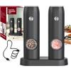 CIRCLE JOY Set Macina Sale e Pepe Elettrico Macina Spezie con Doppia Stazione di Ricarica, Contenitore da 70ml, Luce LED Bianca e Rugosità Regolabile, Nero