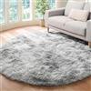 Tenekee Tappeto Rotondo Peloso Soggiorno Tappeti Soffici per Grandi Dimensioni Salotto Moderno Tappeto Morbido e Soffice per Salotto Cameretta Tavolino da Letto (160cm, Bianco grigio)