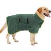 HezzLuv Accappatoio per Cani, Accappatoio in Microfibra per Cani di Taglia Media e Grande, Accappatoio Assorbente per Cani, Cappotto per Asciugare Cani con Regolabile per Cani e Gatti (Verde S)