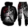 AMCYT Per uomo 3D Skull Sportswear Tuta Set Felpa con cappuccio Pantaloni Tuta moda (6,L)