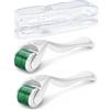Zemolo 2 Pezzi Derma-roller, Micro-Ago Roller, 0,25 mm e 0,5 mm con vero Microneedle per Skin Care, Trattamento di Perdita Capelli,Delle Rughe, Cicatrici da Acne e Smagliature