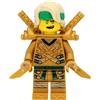 LEGO Ninjago - Mini personaggio Lloyd (Golden Ninja, testa gialla, parrucchetto) con armatura a spalla e spade