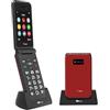 TTfone TT760 Telefono Cellulare 4G a Flip con Grandi Pulsanti per Anziani e Pulsante di Assistenza d'Emergenza - Telefono Cellulare Semplice Sbloccato (con base di ricarica, Rosso)