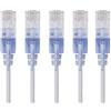 Monoprice Cavo patch Ethernet Cat6A UTP, 30 AWG, 5 G, in puro rame nudo, antigroviglio, RJ45, serie SlimRun, 15,2 m, bianco, confezione da 5
