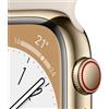 Apple Watch Series 8 GPS + Cellular 45mm Cassa in Acciaio Inossidabile color Oro con Cinturino Sport Band Galassia - Regular