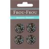 Frou-Frou 7124 18 10 - Bottoni in Nylon, Confezione da 4 Pezzi, Motivo Floreale, Colore Sfondo: Marrone