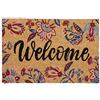 Relaxdays Zerbino in Fibra di Cocco, 60 x 40 cm, Fiori Floreale Welcome, Tappeto Interni Esterni Antiscivolo, Colorato
