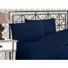 Elegant Comfort Lussuoso set di lenzuola 1500 in microfibra di qualità alberghiera, tre linee, ricamate, morbide, 4 pezzi, resistente alle pieghe e allo sbiadimento, per letto matrimoniale, blu navy