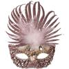 Carnival Toys Maschera di Carnevale Rosa in Tessuto con Paillettes Glitter e Piume