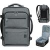WANDF Borsa da Cabina 45x36x20 per Easyjet Airlines Sottosedile Zaino da Viaggio a Mano con Tasca Bagnata, Zaino per Laptop da 17 Pollici per Uomo Donna (grigio)