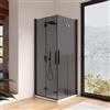 DEGHI Box doccia 85x85 cm doppio soffietto vetro anticalcare fumè e profilo nero opaco 195h - Flexy