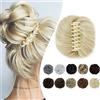 Elailite Posticci per Chignon Capelli Donna con Clip Pinza Chignon Finto Elastico Gonfio Voluminoso # Biondo Chiaro Hair Bun Coda di Cavallo Capelli Sintetici (Diametro 15cm)
