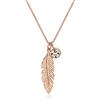 Elli Collana Boho per Donna con Ciondolo a Piuma e Cristallo Swarovski, in Argento 925, Oro Rosa (Rosegold), Misura 45