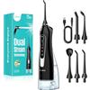 COSLUS C20 Idropulsore Dentale Portatile Senza Fili, 300 ML Irrigatore Idropulsore Ricaricabile Foppio Flusso Impermeabile IPX7 Water Orale Flosser Pulizia Denti Ideale per Viaggi a Casa Nero