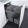 VAUTH-SAGEL Envi Space XX Pro Pattumiera Incasso con Attacco Frontale, Pattumiera KB 450 mm Cucina con Smorzamento e Chiusura Automatica, Contenitore con 2 x 35 Litri, Plastica/Acciaio, Grigio Lava