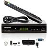 PremiumX - Ricevitore satellitare HD 521 FTA Digital SAT TV DVB-S2 FullHD HDMI SCART 2X USB, lettore multimediale, 12V, alimentatore esterno