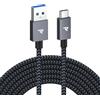 RAMPOW Cavo USB Type-C, QC3.0 Ricarica Rapida Nylon, Cavo USB Caricatore Type C USB3.0 Compatibile per iPhone 17/16/15 Pro, Samsung S22/S21/S20/S10 -Grigio 3M