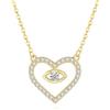 GAVU Collana da Donna in Argento 925 Placcato Oro con Ciondolo Cuore con Zirconi e Occhio Turco