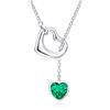 Qings Collana Cuore Donna Argento 925 Smeraldo Verde Collana Ciondolo a Cuore Pietra Portafortuna Maggio Birthstone con Zirconia Brillante Natale Compleanno Gioielli Regalo per Ragazze Madre Figlia