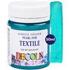 Decola - Colori per Tessuti Permanenti - Glitter Turchese - Vernice Atossica e Resistente ai Lavaggi - da Nevskaya Palitra