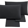 Puraluna CUORE - Completo Letto Matrimoniale 160x200 | set di lenzuola | MADE IN ITALY | sotto con angoli H30 (Nero, Matrimoniale Lungo)