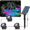 T-SUN Luci Solari per Laghetti 3 in 1 RGB Luce Solari Per Laghetti Faretto Solare per Esterni RGB Lampada Solare Sommersa Con 2 Modalità, IP68 Impermeabile, Per Giardino, Albero, Patio, Stagno