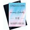 Peachy Antics Biglietti d'auguri con scritta in lingua inglese Mummy and Daddy to Be Card So Happy For You (lingua italiana non garantita), blu e rosa, SP33