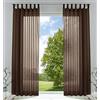 Gardinenbox 61000CN - Set di 2 tende trasparenti per soggiorno, in voile, con chiusura a nastro, 245 x 140 cm, colore: marrone