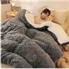 YRRA Trapunta Invernale, Coperta in Cashmere, Coperta Pesante per Letto, Piumino Matrimoniale Invernale Caldo, Coperta per Biancheria da Letto Domestica,Grigio,180x220cm(3.5kg)