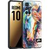 CUSTOMIZZA - Custodia cover nera morbida in tpu compatibile per Xiaomi Redmi 10 animali color cavallo horse viso colori vibranti disegnato schizzo