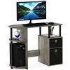 Furinno JAYA Scrivania da studio per computer semplicistica con cassetti per contenitori, Rovere Francese/Nero