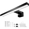 UBUD Lampada Led Applique Led per Specchio o Parete Bagno -760lm - Misure 300x110x40mm - Colore Nero Opaco - Protezione IP44 - Luce Bianca 6000K (Ideale e perfetto per il trucco o la rasatura) (30 cm)