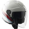 Tucano Urbano casco jet unisex EL'MAX. Casco moto in policarbonato, casco scooter mobilità extra urbana con doppia visiera e ventilazione Clima System. Casco omologato ECE 22.06 Bianco lucido Tg. L