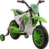 HOMCOM Moto da Cross Elettrica per Bambini da 3-5 Anni, Batteria 12V Ricaricabile e Rotelline Rimovibili, 106.5x51.5x68cm, Verde