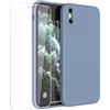 Mixroom - Cover Custodia Case + Pellicola per iPhone XR Protezione Copre Fotocamera in Silicone TPU Opaco con Bordi Piatti Colore Blu Acciaio