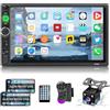 NHOPEEW 2 Din Autoradio 7 Pollici Stereo Auto bluetooth con schermo - Link Specchio/AUX/USB/FM/TF Card/SWC + Telecamera Inversa