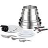 Tefal Ingenio Preference ON L9749532 - Set di pentole e padelle, impilabili, con manico rimovibile, salvaspazio, antiaderenti, a induzione, in acciaio inox, 15 pezzi